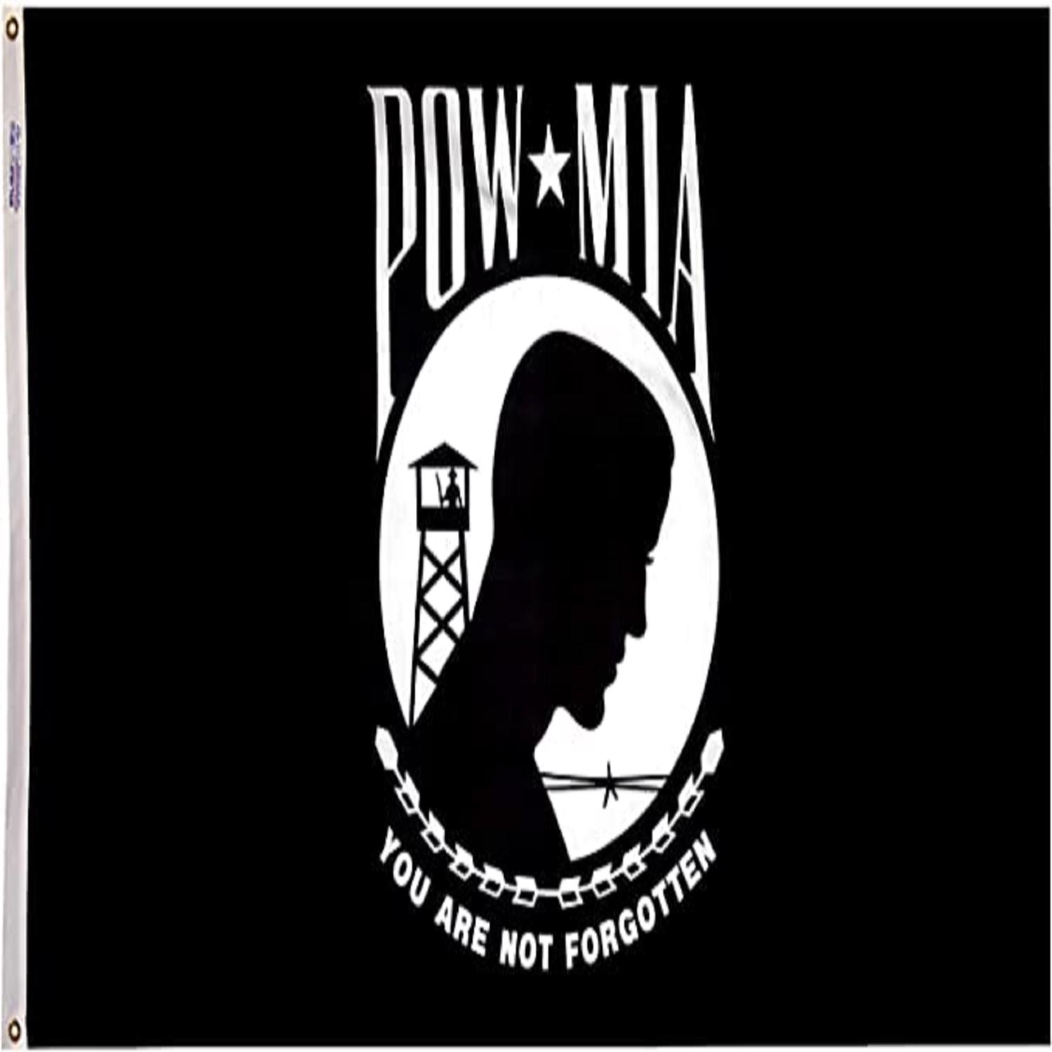 Annin Flagmakers POW-MIA Flagge 1,5x2,4 M – Nylon, Schwarz-weiß, Mit Messingösen, Made In USA