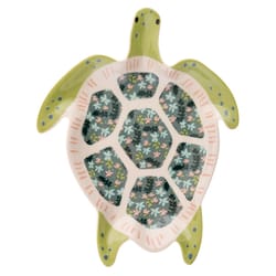 Karma 1 in. H X 5 in. L Multicolored Stoneware Turtle Trinket Tray