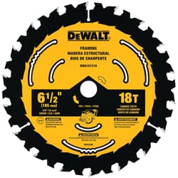 DeWalt 6-1/2 in. D X 5/8 in. Tungsten Carbide Circular Saw Blade 18 teeth 1 pk