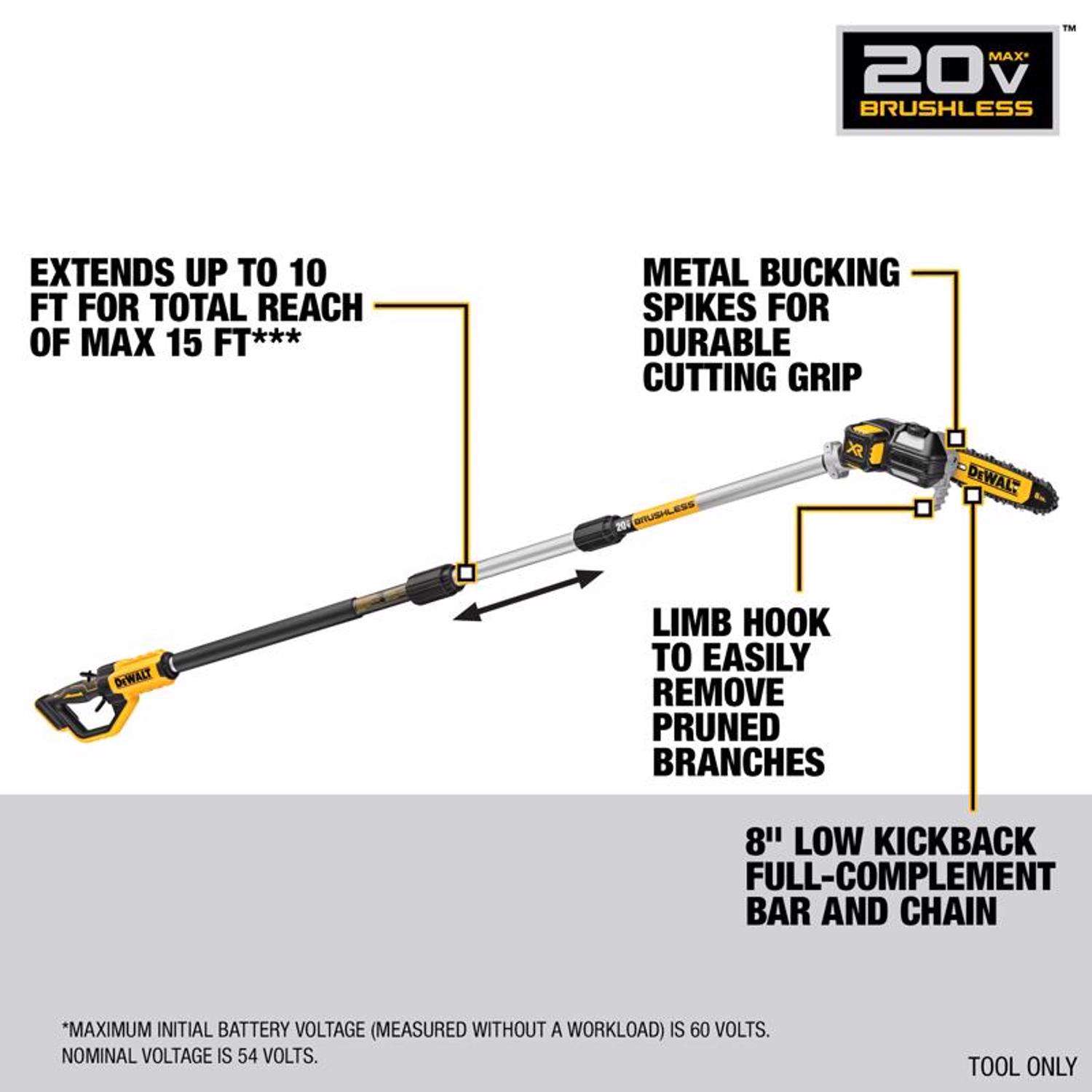 DeWalt 20V MAX XR DCPS620B 8 in. 20 V Battery Pole Saw Tool Only Mfr DCPS620B Ace Hardware