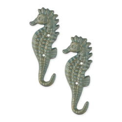 Zingz & Thingz 2.5 in. H X 6.5 in. L Green Cast Iron Wall Hook