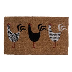 Entryways 30 in. W X 18 in. L Black/White Roosters Handwoven Coir Door Mat