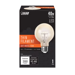 Feit LED Filament G25 E26 (Medium) Filament LED Bulb Soft White 40 Watt Equivalence 1 pk