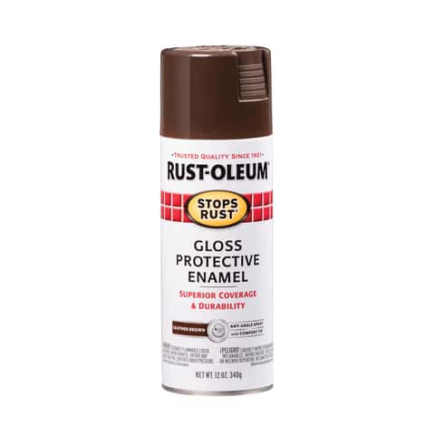 Rust-Oleum Stops Rust Gloss Leather Brown Spray Paint 12 oz - Ace
