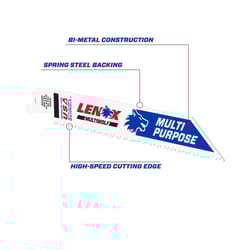 Lenox MULTIWOLF 6 in. Bi-Metal WAVE EDGE Reciprocating Saw Blade 10 TPI 5 pk