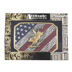 Montana Silversmiths Patriot Bull Rider Multicolored Belt Buckle