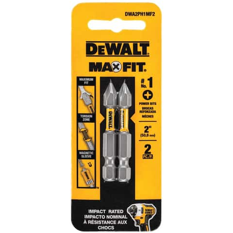 DeWalt Max Fit Phillips #1 X 2 in. L Screwdriver Bit Set Steel 2 pk - Ace  Hardware