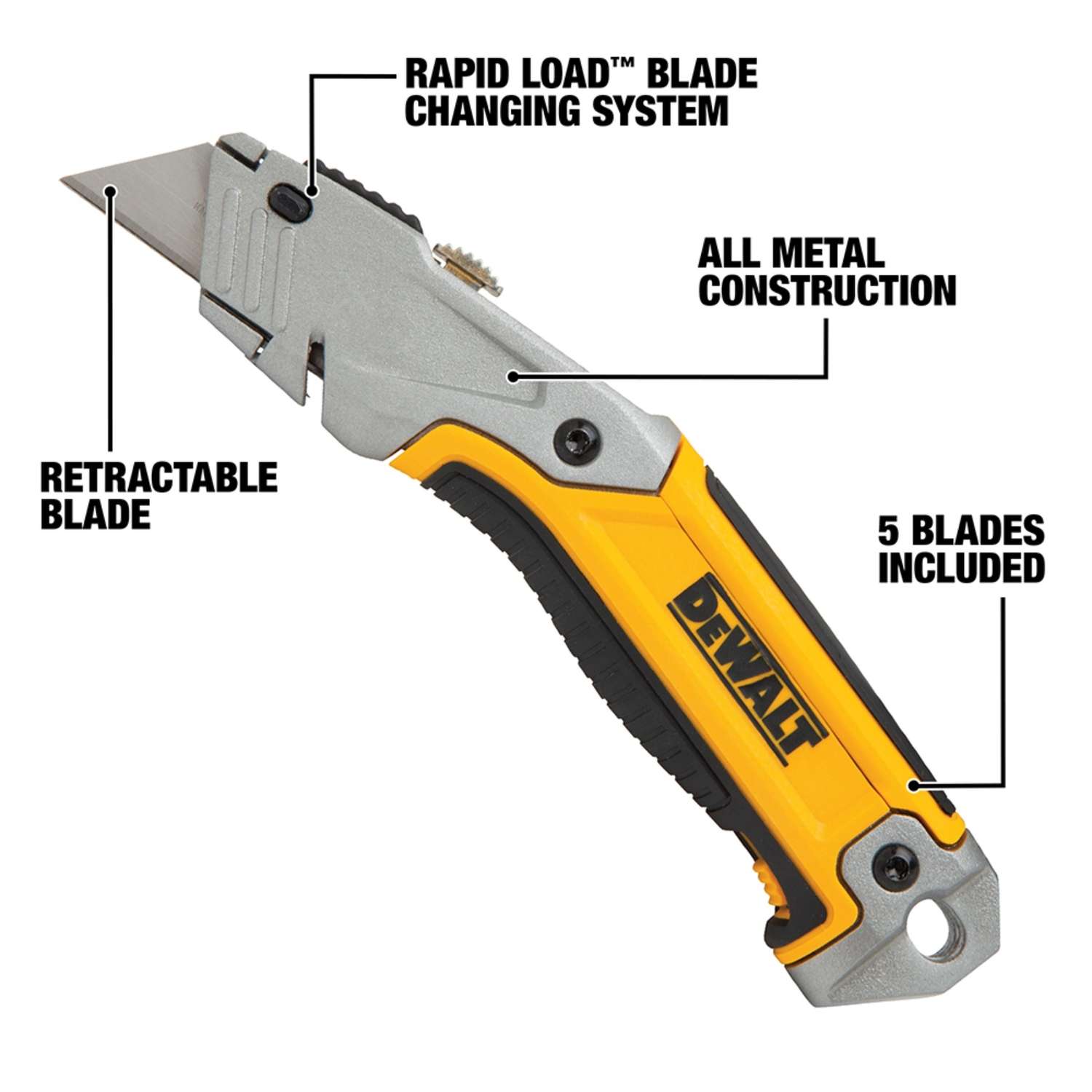 Yellow and black boxcutter tool icon. Household box cutter instrument for  general or utility purposes. Snap-off blade stationery knife Stock Photo