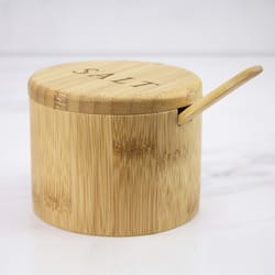 Totally Bamboo Natural Salt Box with Spoon 1 pk