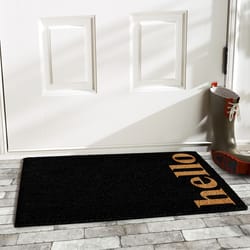 Home & More 1.42  W X 2.42  L Black Vertical Hello Coir Door Mat