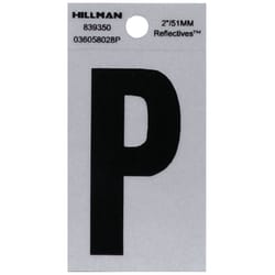 Hillman 2 in. Reflective Black Vinyl  Self-Adhesive Letter P 1 pc