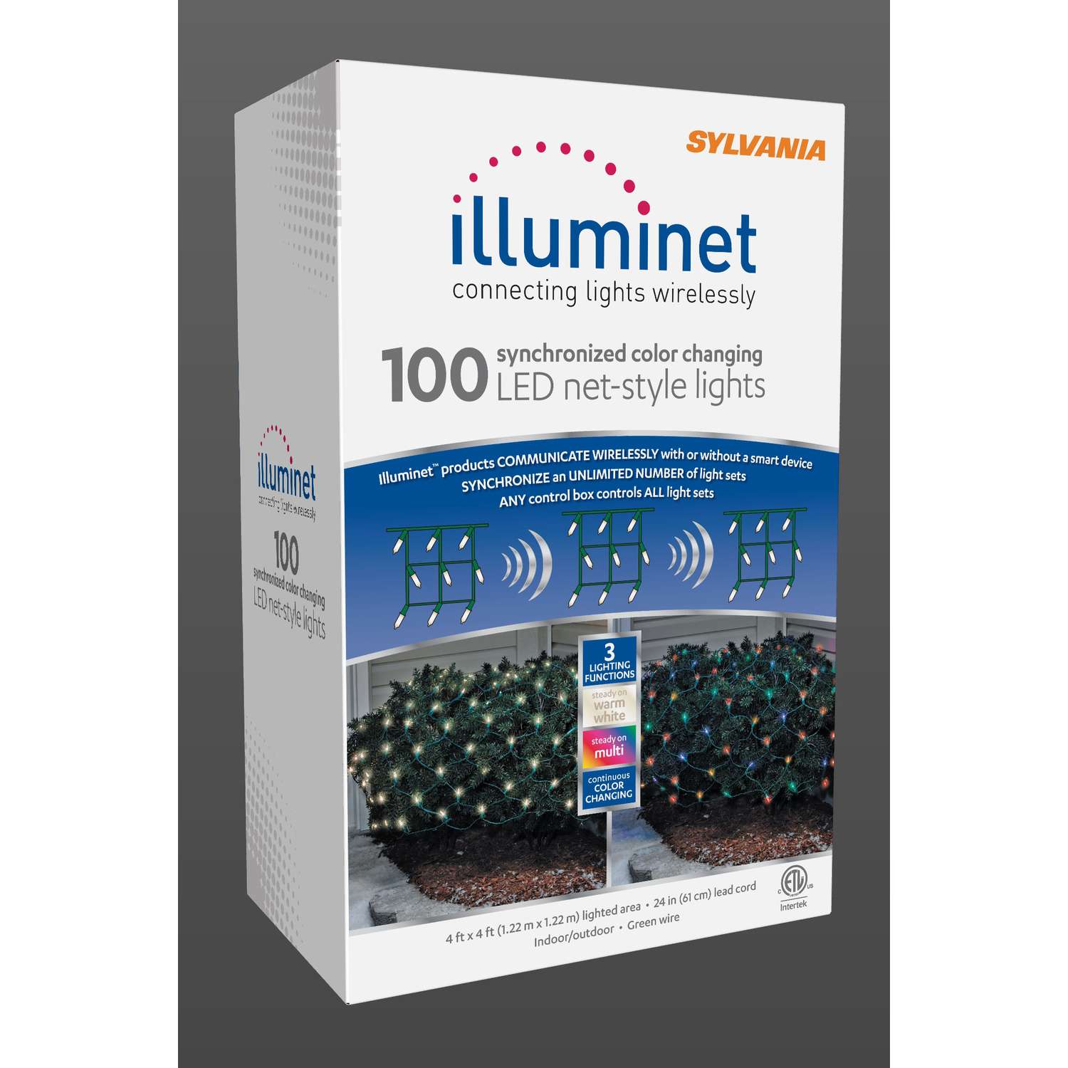 Sylvania Illuminet Led Mini Light Set Color Changing 4x4 Ft 100 Lights Green Wire