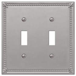 Amerelle Imperial Bead Brushed Nickel 2 gang Metal Decorator/Toggle Wall Plate 1 pk