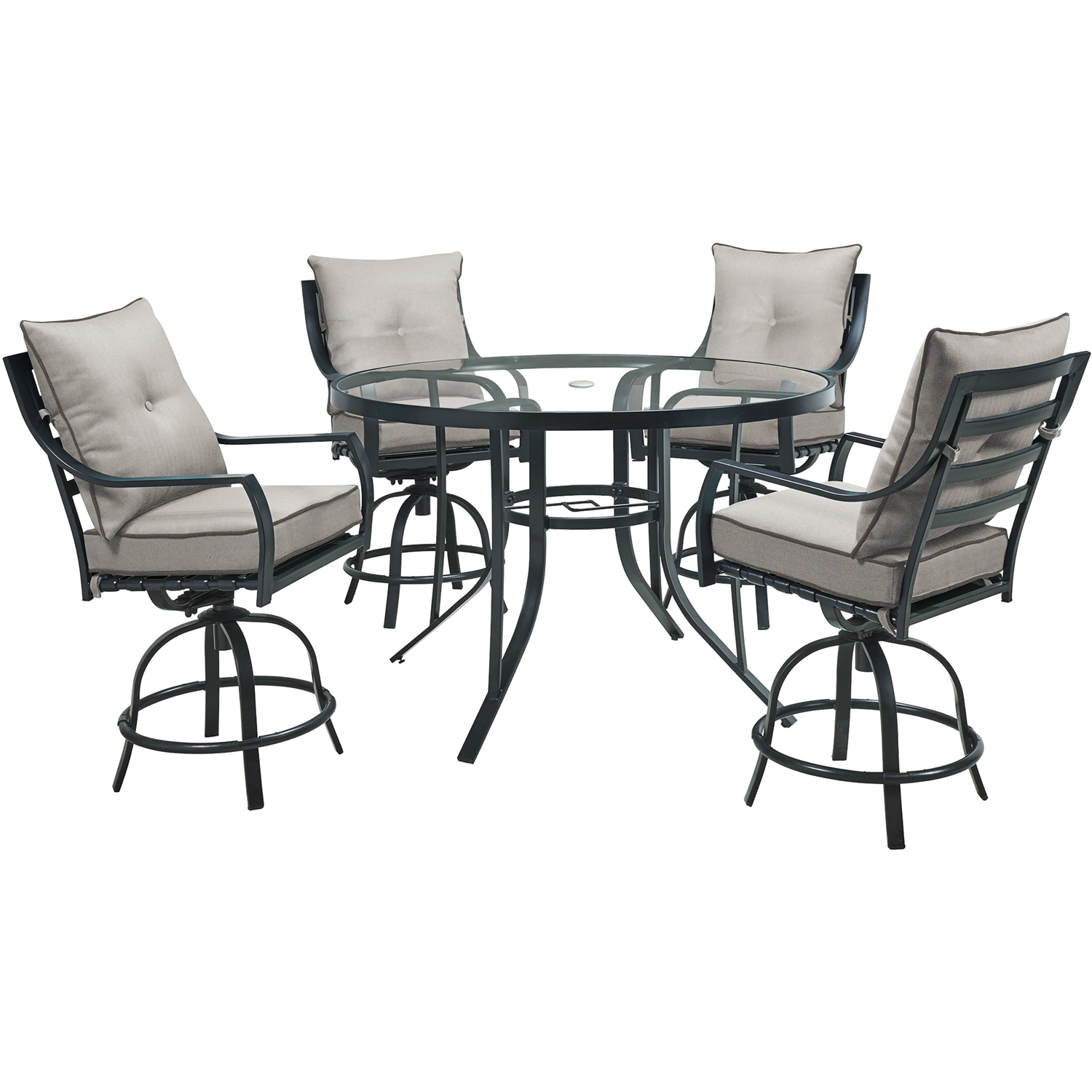 Photos - Garden Furniture Hanover Lavallette 5 pc Black Steel Transitional Dining Set Gray LAVDN5PCB 