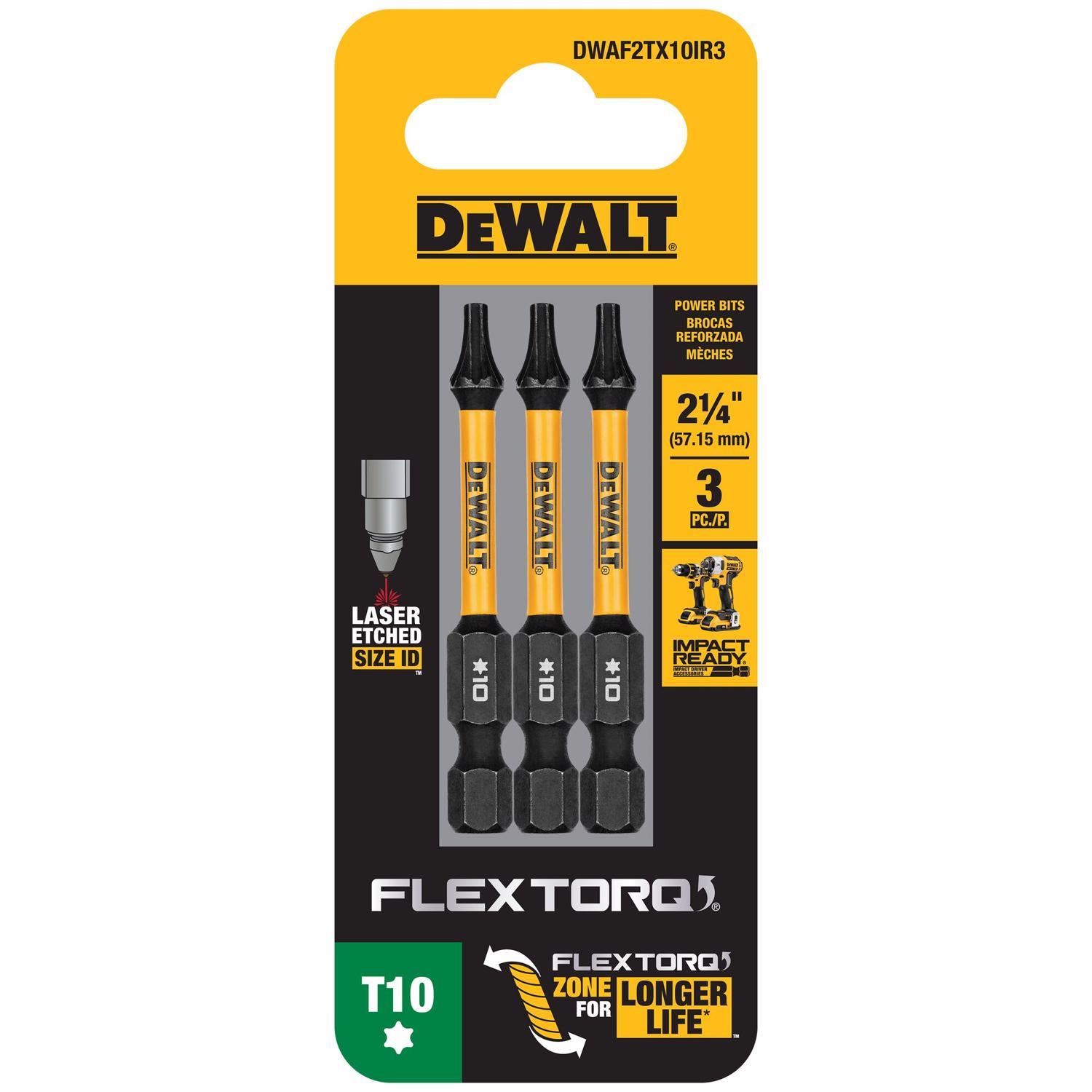 Photos - Drill Bit DeWALT FlexTorq Torx T10 X 2.25 in. L Impact Driver Bit Set Steel 3 pc DWA 