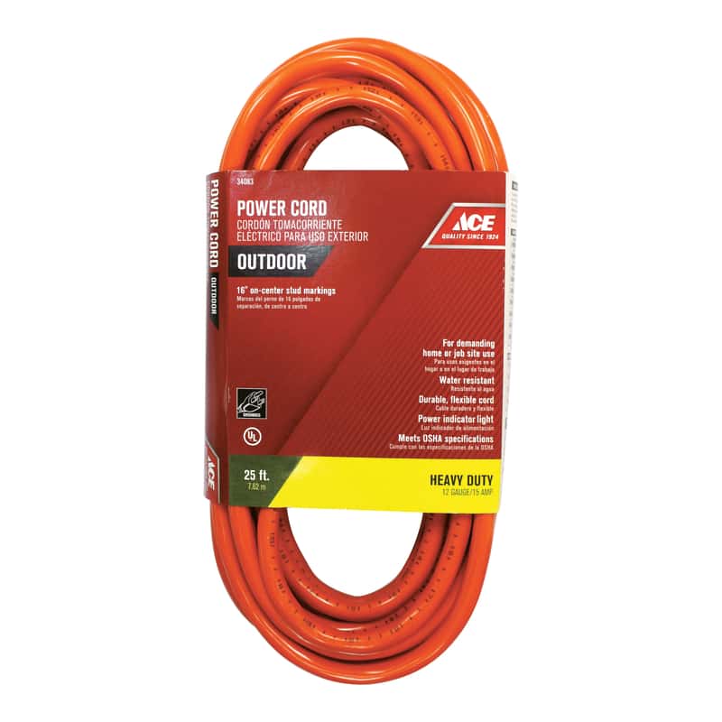 Ace Outdoor 25 ft. L Orange Extension Cord 12/3 SJTW Ace