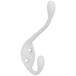 National Hardware White Zinc Decorative Ball Tip Heavy Duty Garment Hook 35 lb. cap. 1 pk