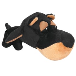 Digger's FatHedz Black/Brown Plush Doby Dog Toy Mini 1 pk