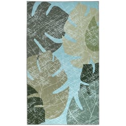 Homefires 36 in. W X 60 in. L Multi-Color Faded Tropical Leaves Polyester Accent Rug