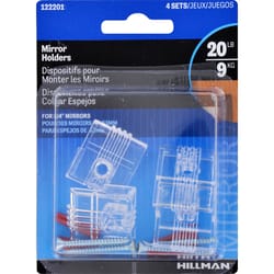 HILLMAN Plastic Coated Heavy Duty Mirror Holder Kit 20 lb 4 pk