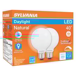 Sylvania Natural G25 E26 (Medium) LED Bulb Daylight 40 W 2 pk