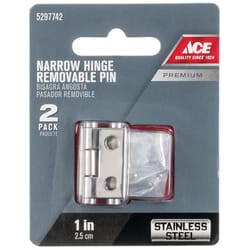 Ace .9 in. W X 1 in. L Stainless Steel Stainless Steel Narrow Hinge 2 pk