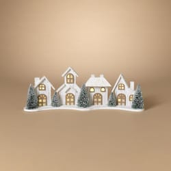 Gerson Green/White Lighted Holiday House Table Decor
