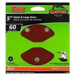 Gator 5 in. Aluminum Oxide Hook and Loop Sanding Disc 60 Grit Coarse 5 pk