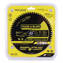 Trade A Blade 7-1/4 in. D X 5/8 in. Ultra Thin Kerf Carbide Saw Blade 60 teeth 1 pk