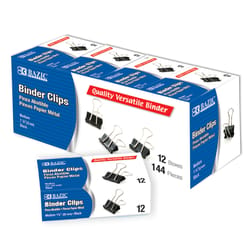 Bazic Products Medium Black/Silver Binder Clips 12 pk
