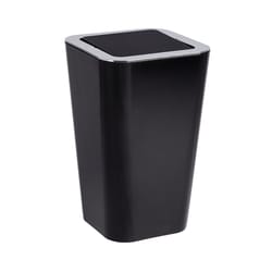 Wenko Candy 1.6 gal Black Plastic Swing Cover Wastebasket