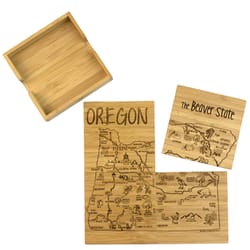 Totally Bamboo Black/Natural Bamboo Coaster Puzzle Set