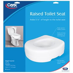 Carex Health Brands White Elevated Toilet Seat Plastic 4.25 in. H X 14.5 in. L