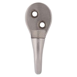 National Hardware Powell Medium Satin Nickel Silver Aluminum 2-5/8 in. L Knurled Hook 60 lb 1 pk