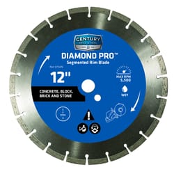 Century Drill & Tool 12 in. D X 1 in. Diamond Segmented Rim Diamond Saw Blade 1 pk