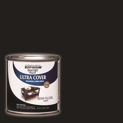 Rust-Oleum Painters Touch Semi-Gloss Black Water-Based Ultra Cover Paint Exterior and Interior 0.5 p