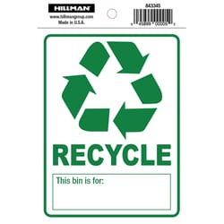 Hillman English White Recycle Decal 6 in. H X 4 in. W