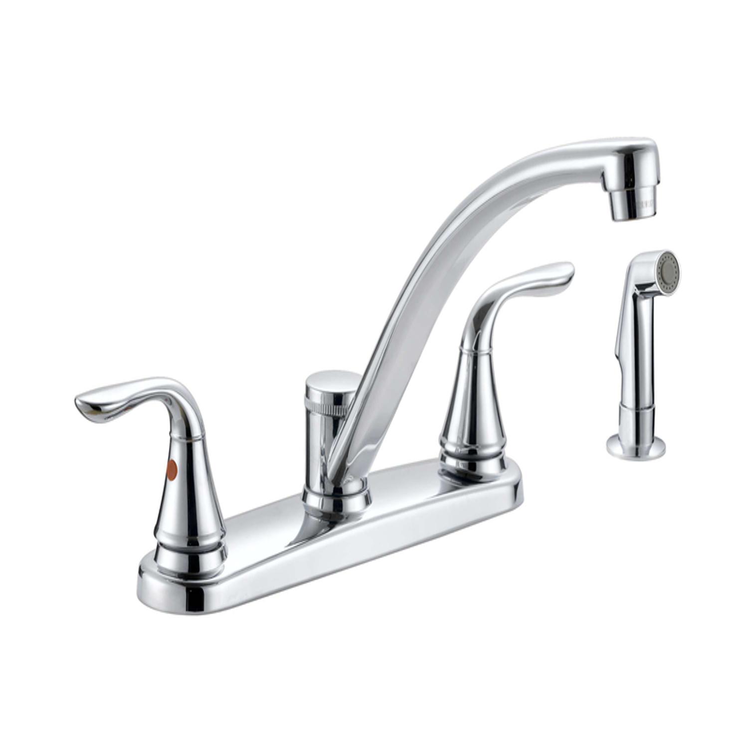 LDR Exquisite Two Handle Chrome Standard Kitchen Faucet Side Sprayer Included - 015 33154CP - Plumbing Fixtures  sku 015 33154CP