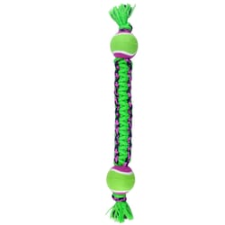 Boss Pet Pet Park Blvd Green Woven Paracord Rope with Tennis Ball Dog Toy 1 pk