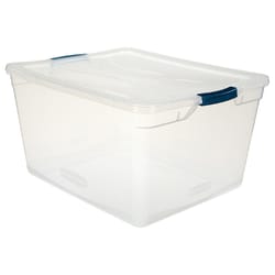 Rubbermaid Cleverstore 71 qt Blue/Clear Storage Tote 12.25 in. H X 18.625 in. W X 23.5 in. D Stackab