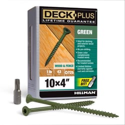 HILLMAN Deck Plus No. 10 Ga. X 4 in. L Green Star Flat Head Exterior Deck Screws 1 lb 43 pk