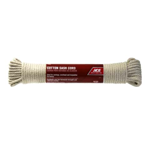 Ace 1/4 in x 100 ft White Solid Braided Cotton Cord