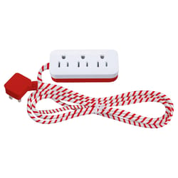 Globe-Electric 8 ft. L 3 outlets Power Strip Red/White