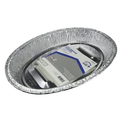 Home Plus Durable Foil 11-1/2 in. W X 16-1/2 in. L Oval Roaster Pan Silver 2 pc