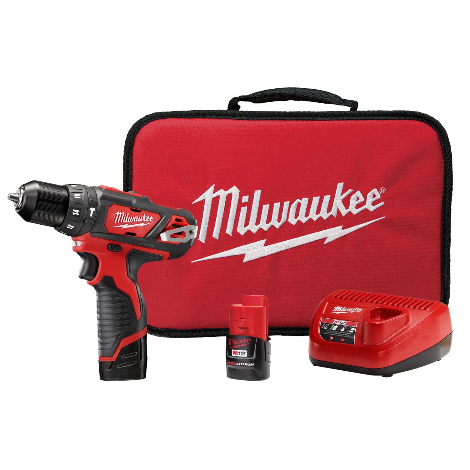 Photos - Drill / Screwdriver Milwaukee M12 3/8 in. Brushed Cordless Hammer Drill/Drive Kit (Battery & C 