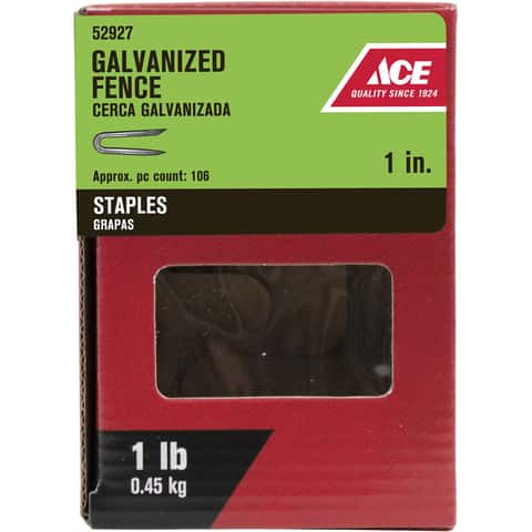 Ace 0.25 in. W X 1 in. L Galvanized Steel Fence Staples 1 lb Ace 0.25 in. W X 1 in. L Galvanized Steel Fence Staples 1 lb