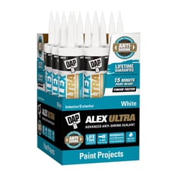 DAP Alex Ultra White Elastomeric Acrylic Latex All Purpose Waterproof Sealant 10.1 oz