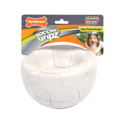 Nylabone Power Play White Nylon Soccer Ball Dog Toy Medium in. 1 pk