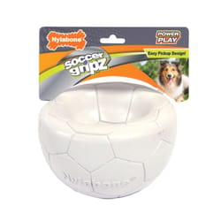 Nylabone Power Play White Nylon Soccer Ball Dog Toy Medium in. 1 pk