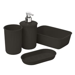 Superio Brand Matte Root Beer Brown Plastic Bath Accessory Set